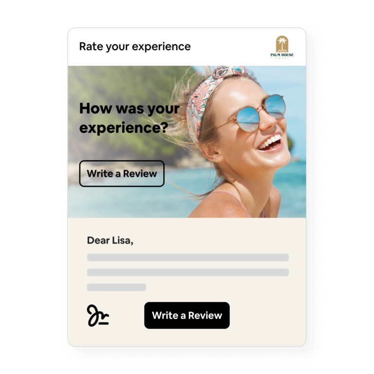 Customizable review request templates to match your brand.